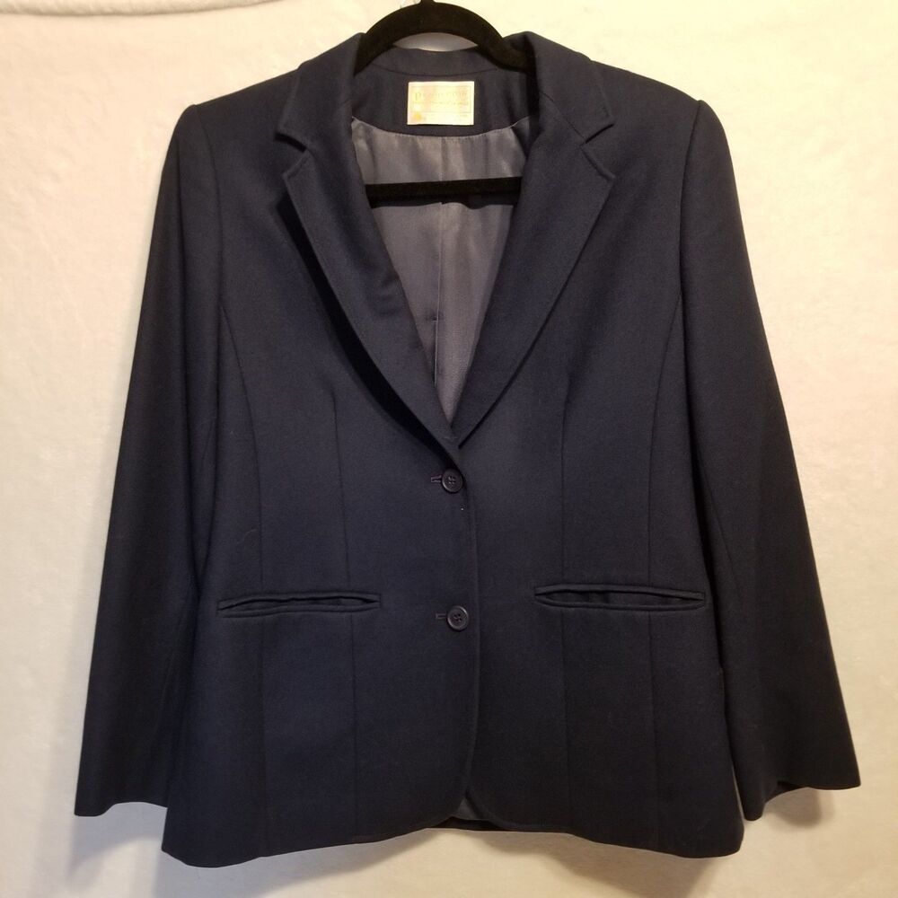 Pendleton 8 Blazer Jacket 100% Virgin Wool Navy Blue 2 Button Classic Business